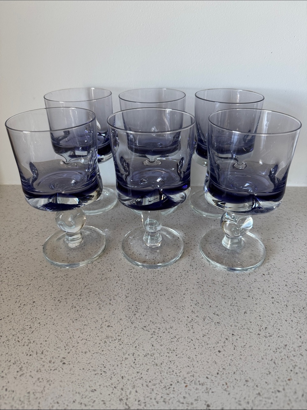 Set of 6 MCM Amethyst Murano Glass Goblets - Made in Italy 🇮🇹